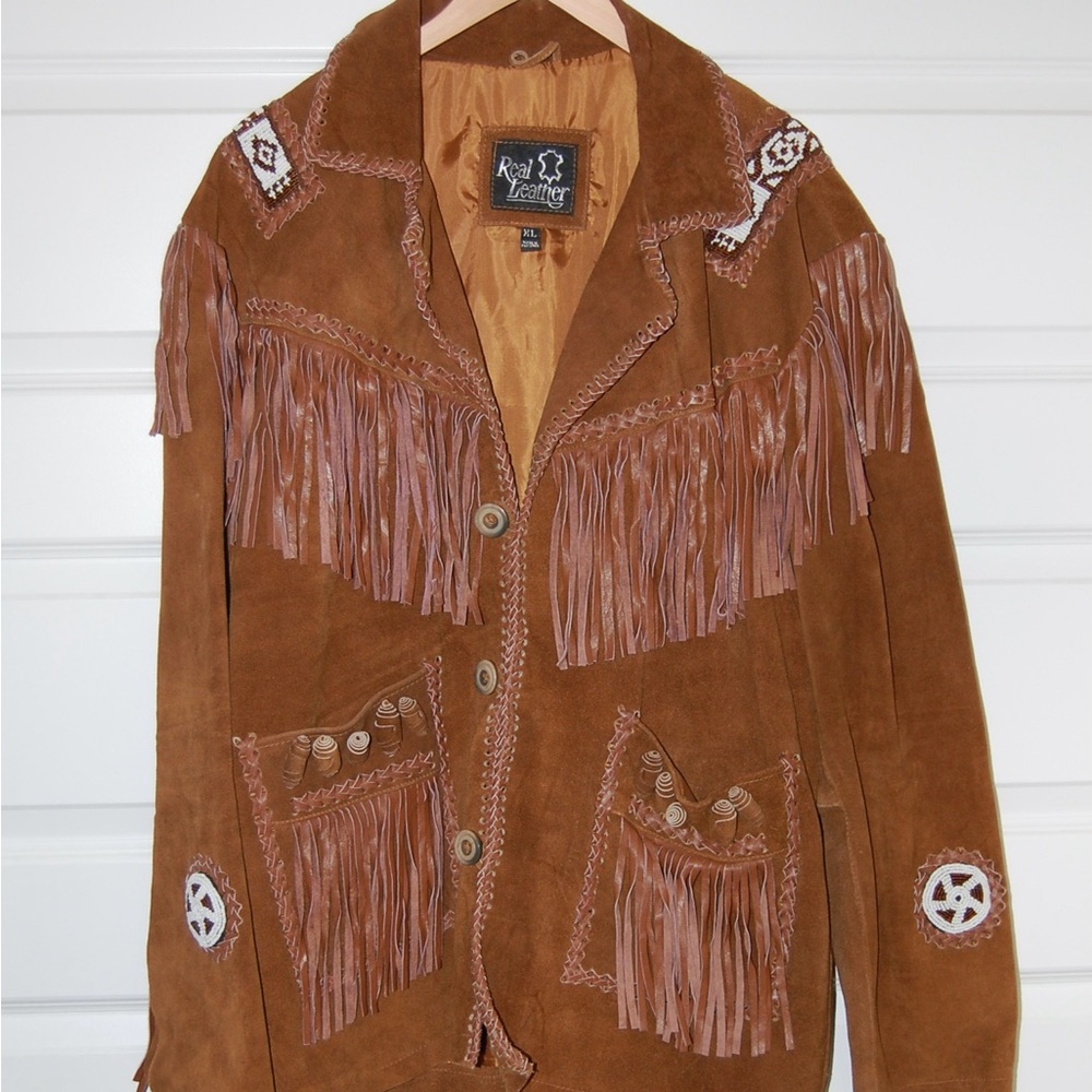 Brown Fringe Real Leather Jacket